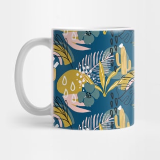 Tropical pattern with exotic plants, cactus, rainbow and modern textures Mug